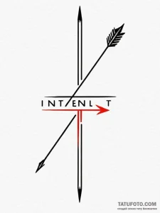 A single, powerful word "intent", with a shar... - эскиз тату (№1752115049_0, 10.07.2025 02:37) — Tatufoto.com