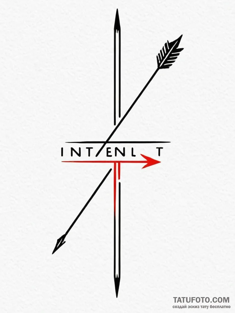 A single, powerful word "intent", with a shar... - эскиз тату (№1752115049_0, 10.07.2025 02:37) — Tatufoto.com