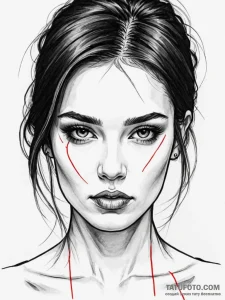 A beautiful, realistic woman's face, with a s... - эскиз тату (№1752115133_0, 10.07.2025 02:38) — Tatufoto.com