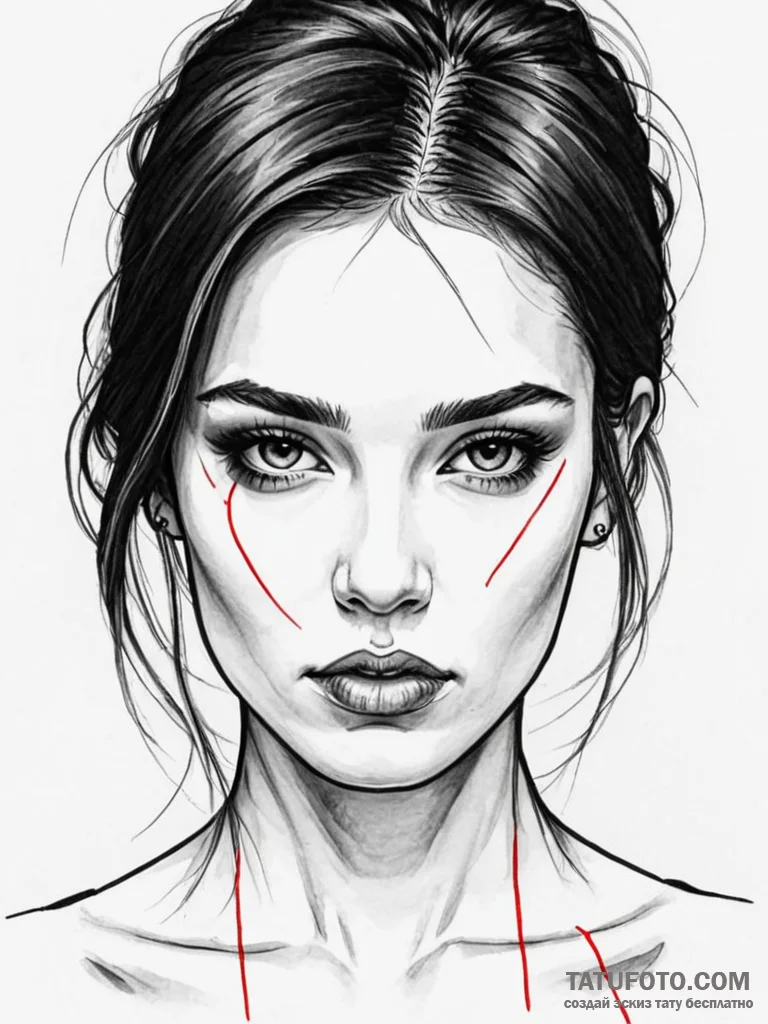 A beautiful, realistic woman's face, with a s... - эскиз тату (№1752115133_0, 10.07.2025 02:38) — Tatufoto.com