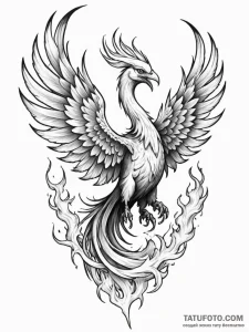 A phoenix, but it is a creature of black fire... - эскиз тату (№1752115720_0, 10.07.2025 02:48) — Tatufoto.com