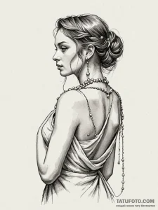 A string of pearls, draping gracefully over t... - эскиз тату (№1752115804_0, 10.07.2025 02:50) — Tatufoto.com