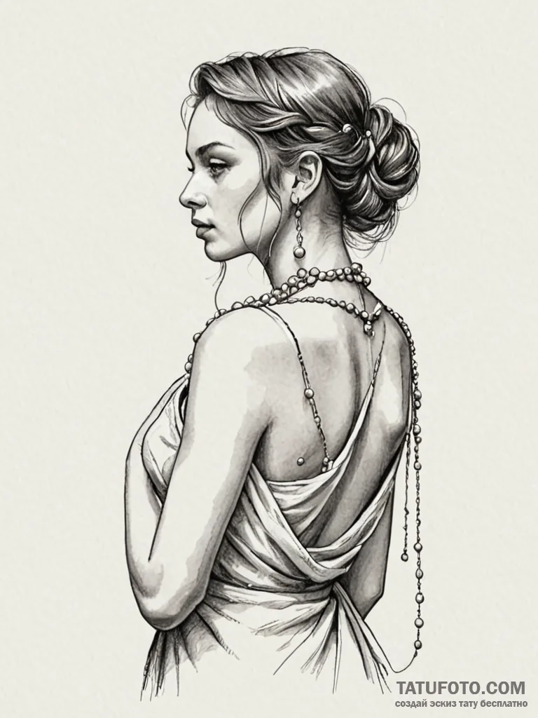 A string of pearls, draping gracefully over t… — эскиз тату (№1752115804_0, 10.07.2025 02:50) — Tatufoto.com