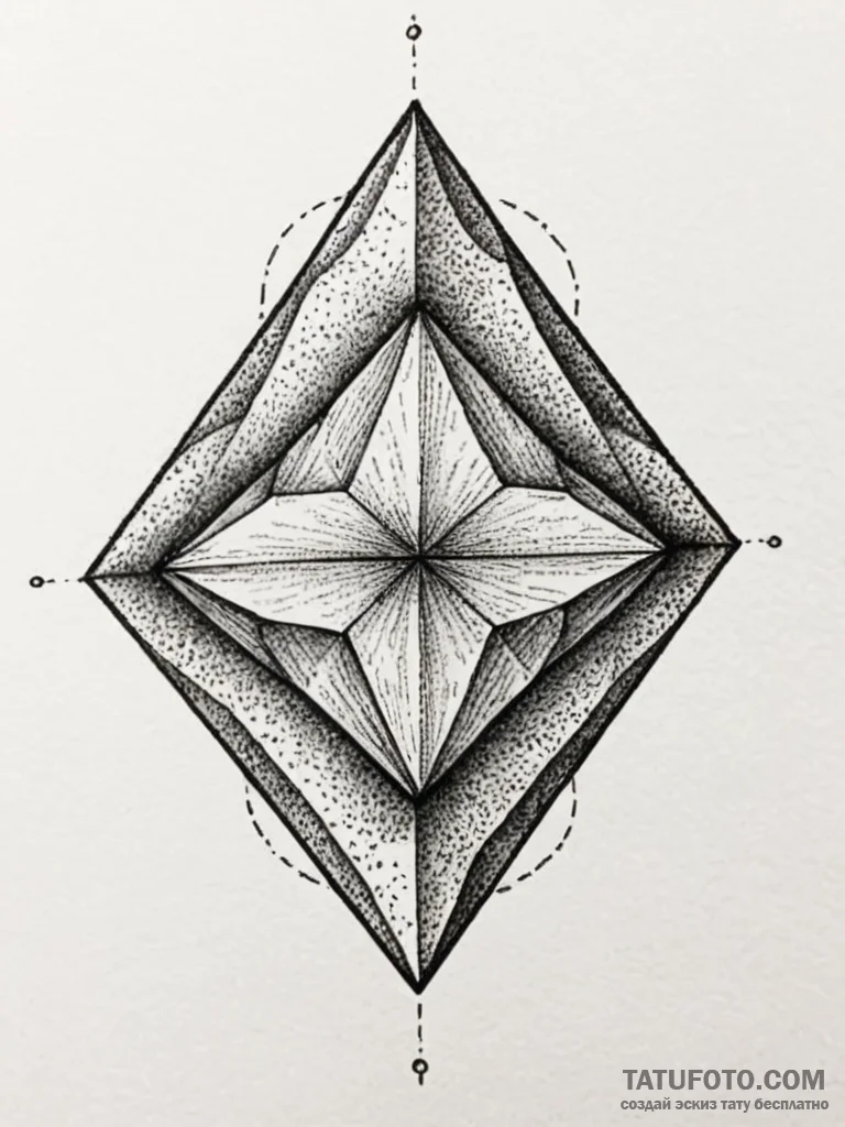 A single, perfect, cut diamond, showing all i… — эскиз тату (№1752115888_0, 10.07.2025 02:51) — Tatufoto.com
