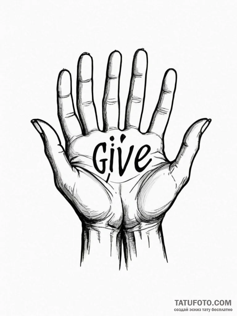 A single, powerful word "give", with the lett... - эскиз тату (№1752115971_0, 10.07.2025 02:52) — Tatufoto.com