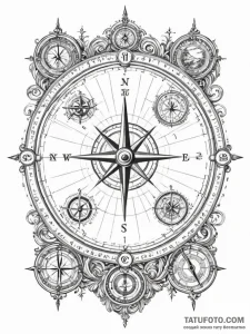 A beautiful, ornate set of navigational chart... - эскиз тату (№1752116221_0, 10.07.2025 02:57) — Tatufoto.com