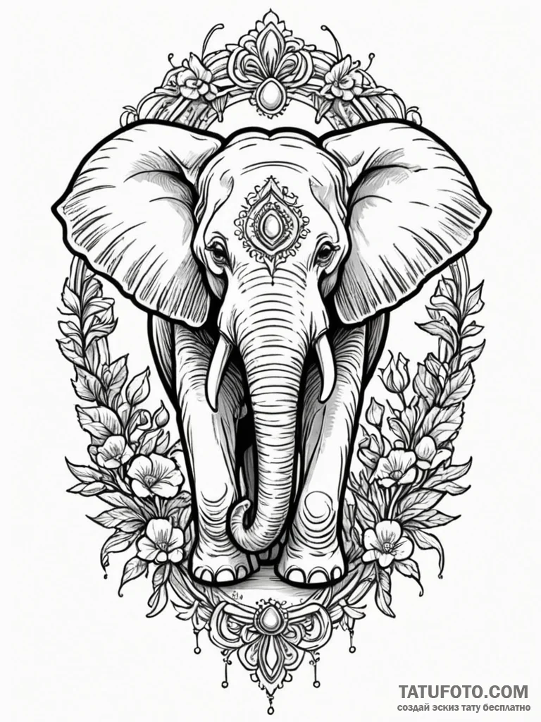 A beautiful, wise old elephant, leading its h... - эскиз тату (№1752116304_0, 10.07.2025 02:58) — Tatufoto.com
