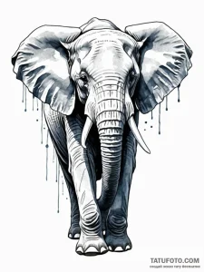 A majestic elephant, its skin a texture of gr... - эскиз тату (№1752118103_0, 10.07.2025 03:28) — Tatufoto.com