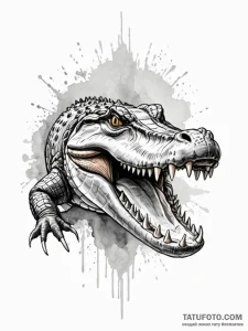 A powerful saltwater crocodile, the apex pred... - эскиз тату (№1752118186_0, 10.07.2025 03:29) — Tatufoto.com