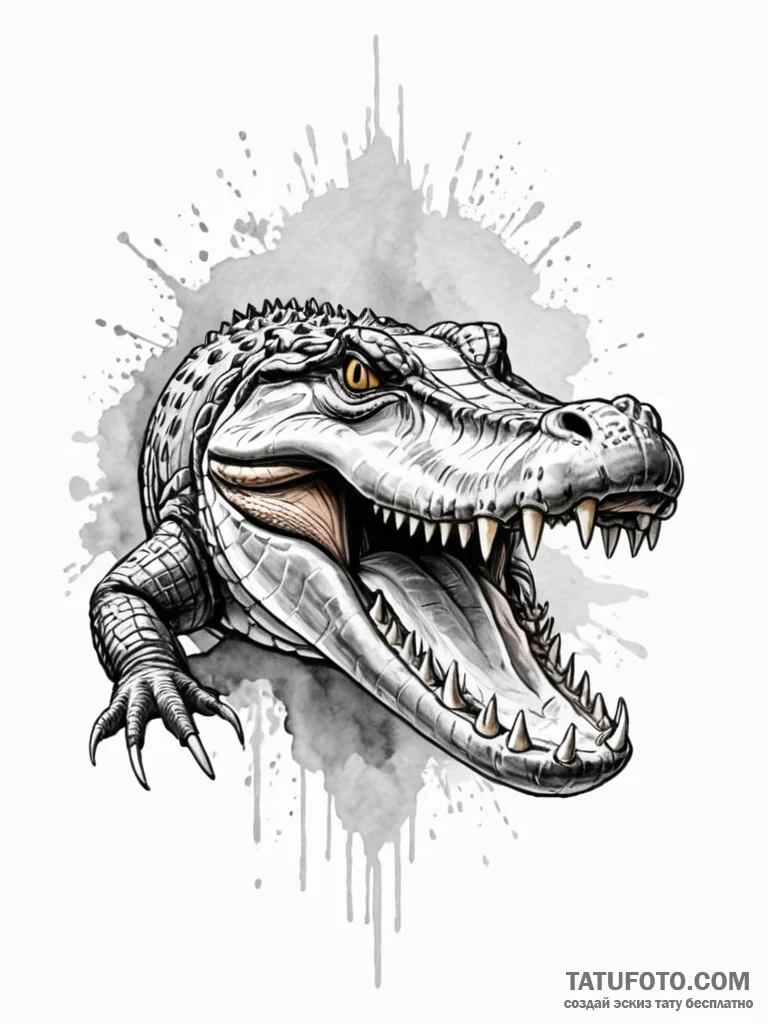 A powerful saltwater crocodile, the apex pred... - эскиз тату (№1752118186_0, 10.07.2025 03:29) — Tatufoto.com