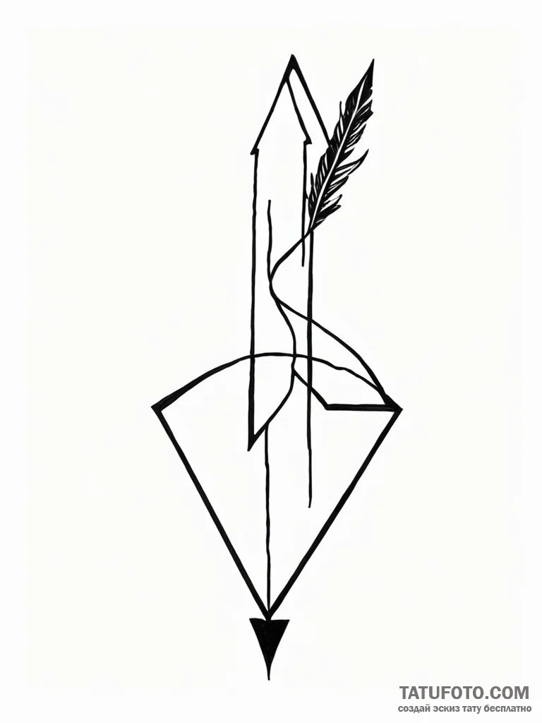 A single, black arrow, broken in half, a symb... - эскиз тату (№1752118352_0, 10.07.2025 03:32) — Tatufoto.com