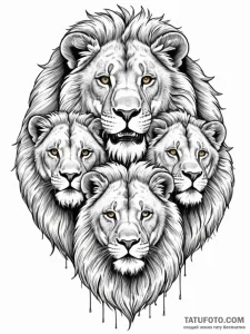 A beautiful, strong pack of lions, the pride... - эскиз тату (№1752118600_0, 10.07.2025 03:36) — Tatufoto.com