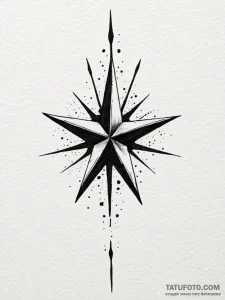 A single, black star, but it is shaped like a... - эскиз тату (№1752118683_0, 10.07.2025 03:38) — Tatufoto.com