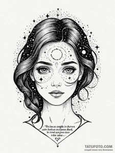 A quote "she has a galaxy in her eyes, a univ... - эскиз тату (№1752118851_0, 10.07.2025 03:40) — Tatufoto.com