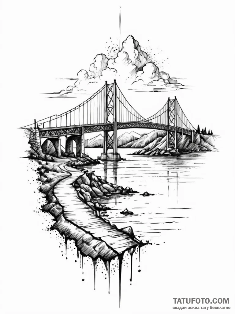 A beautiful, strong bridge, connecting two sh... - эскиз тату (№1752118935_0, 10.07.2025 03:42) — Tatufoto.com