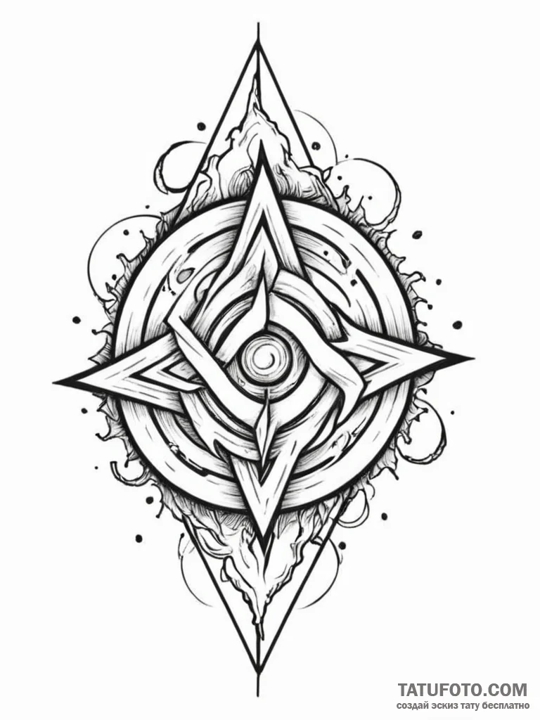 A single, powerful symbol of chaos, sharp and… — эскиз тату (№1752119353_0, 10.07.2025 03:49) — Tatufoto.com