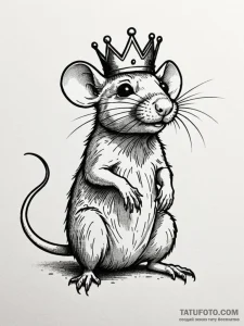 A cartoon rat, but it's wearing a tiny, crook... - эскиз тату (№1752119436_0, 10.07.2025 03:50) — Tatufoto.com