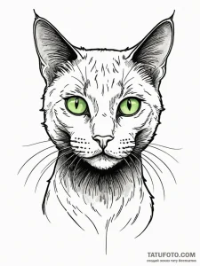 A beautiful black cat with glowing green eyes... - эскиз тату (№1752119521_0, 10.07.2025 03:52) — Tatufoto.com