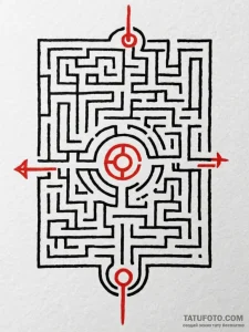 A single, powerful symbol of a completed maze... - эскиз тату (№1752119938_0, 10.07.2025 03:58) — Tatufoto.com