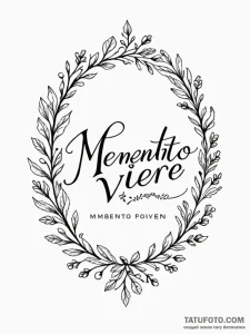 The phrase "memento vivere" (remember to live... - эскиз тату (№1752120188_0, 10.07.2025 04:03) — Tatufoto.com