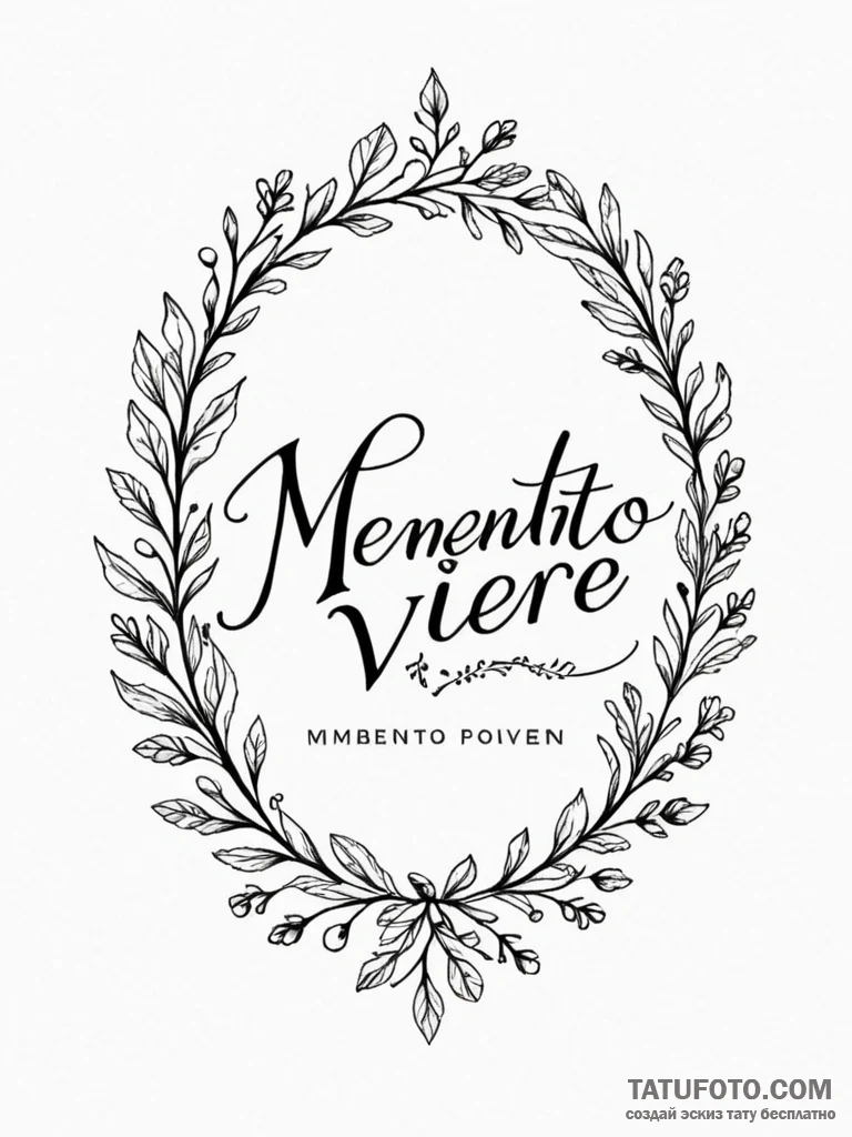 The phrase "memento vivere" (remember to live... - эскиз тату (№1752120188_0, 10.07.2025 04:03) — Tatufoto.com