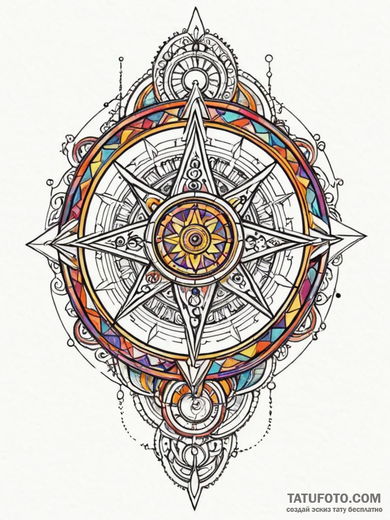 A beautiful, ornate sextant, a tool for navig… — эскиз тату (№1752120354_0, 10.07.2025 04:05) — Tatufoto.com
