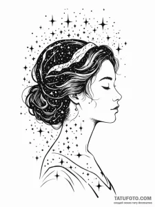 A woman's silhouette filled with a starry nig... - эскиз тату (№1752120771_0, 10.07.2025 04:12) — Tatufoto.com