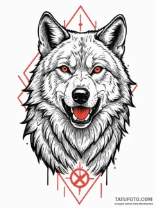 A portrait of a wolf, its howl is a jagged, r... - эскиз тату (№1752121023_0, 10.07.2025 04:17) — Tatufoto.com