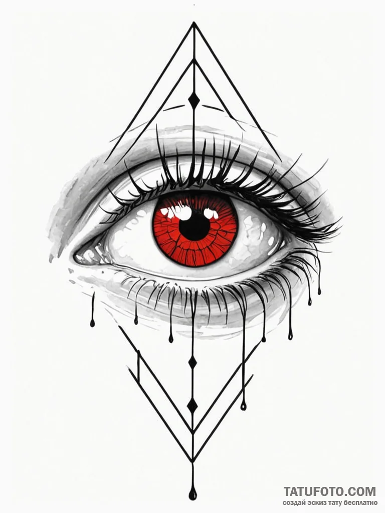 A realistic human eye, crying a single, bold,... - эскиз тату (№1752121692_0, 10.07.2025 04:28) — Tatufoto.com
