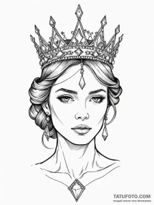 A beautiful woman wearing a crown made of cry... - эскиз тату (№1752122358_0, 10.07.2025 04:39) — Tatufoto.com