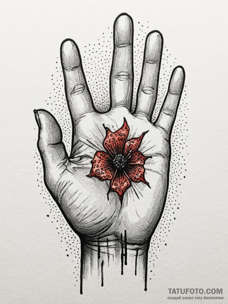 A drawing of a hand holding a protest sign, b... - эскиз тату (№1752122524_0, 10.07.2025 04:42) — Tatufoto.com