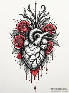 A human heart, but it's an abstract explosion... - эскиз тату (№1752123025_0, 10.07.2025 04:50) — Tatufoto.com