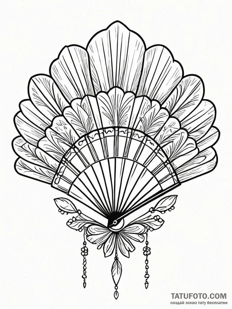A beautiful, delicate pattern of art deco fan... - эскиз тату (№1752123617_0, 10.07.2025 05:00) — Tatufoto.com