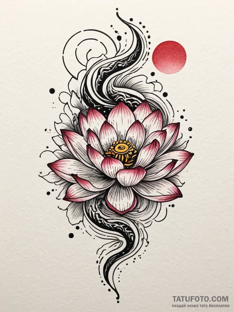 A beautiful, blooming lotus flower, with soft... - эскиз тату (№1752124203_0, 10.07.2025 05:10) — Tatufoto.com