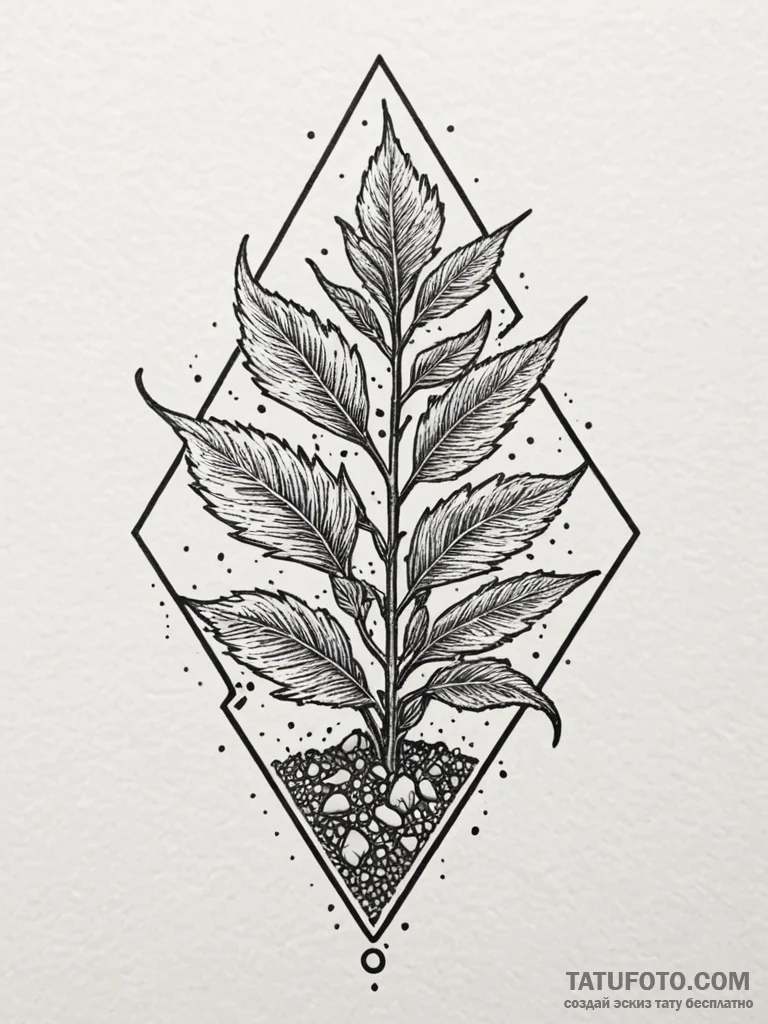 A powerful plant, breaking through a concrete... - эскиз тату (№1752125122_0, 10.07.2025 05:25) — Tatufoto.com