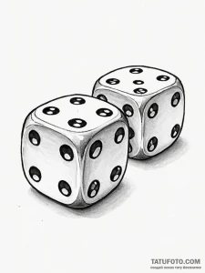 A realistic pair of dice, showing snake eyes... - эскиз тату (№1752125205_0, 10.07.2025 05:26) — Tatufoto.com