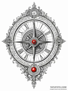 A beautiful, ornate sundial, its shadow point... - эскиз тату (№1752125543_0, 10.07.2025 05:32) — Tatufoto.com