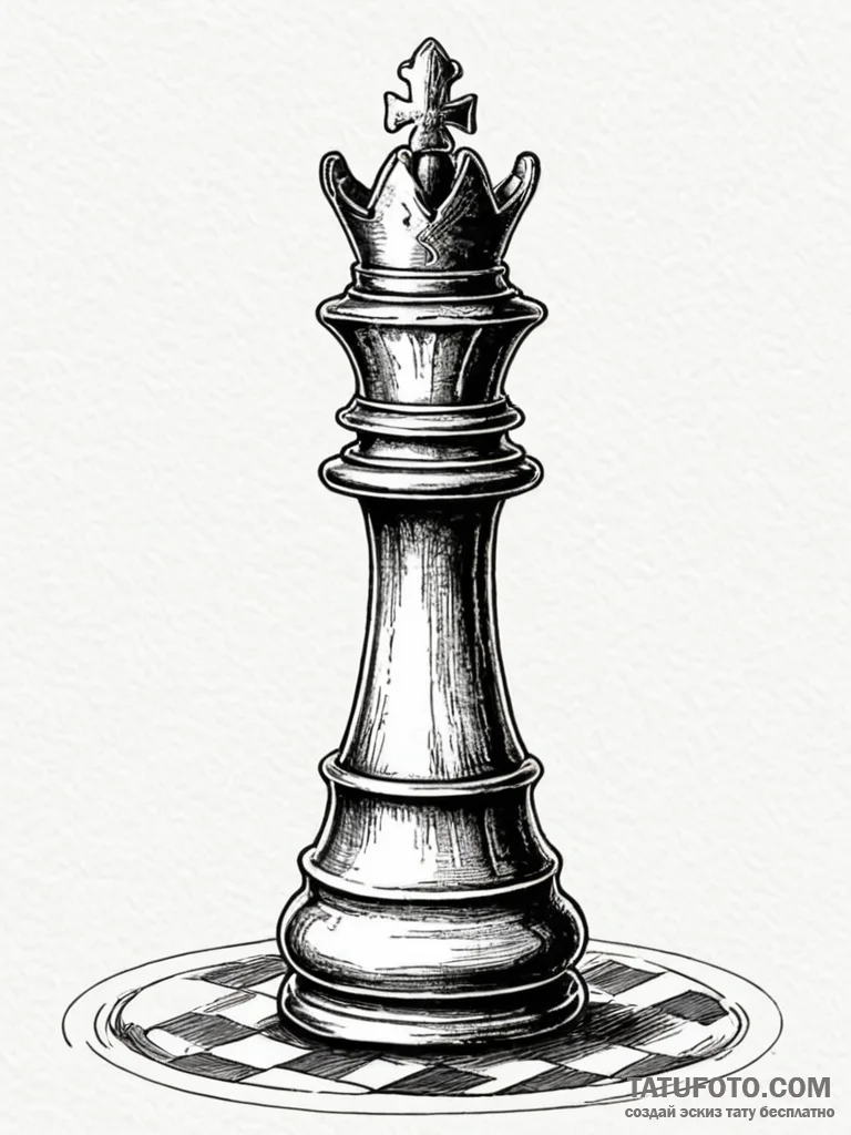 A single, powerful chess piece, a pawn, reach... - эскиз тату (№1752125964_0, 10.07.2025 05:39) — Tatufoto.com