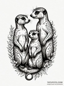 A beautiful, strong family of meerkats, watch... - эскиз тату (№1752126047_0, 10.07.2025 05:40) — Tatufoto.com