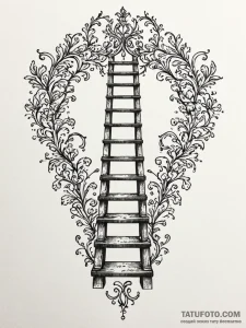 A single, powerful symbol of a ladder, leadin... - эскиз тату (№1752126549_0, 10.07.2025 05:49) — Tatufoto.com