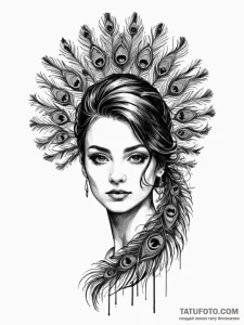 A woman's face, peeking from behind a fan mad... - эскиз тату (№1752127304_0, 10.07.2025 06:01) — Tatufoto.com