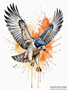 A powerful hunting peregrine falcon, diving a... - эскиз тату (№1752127639_0, 10.07.2025 06:07) — Tatufoto.com