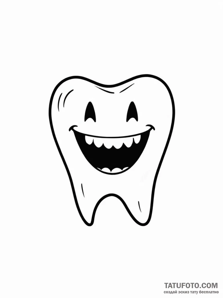 A single, blacked-out tooth in a smile - эскиз тату (№1752128313_0, 10.07.2025 06:18) — Tatufoto.com