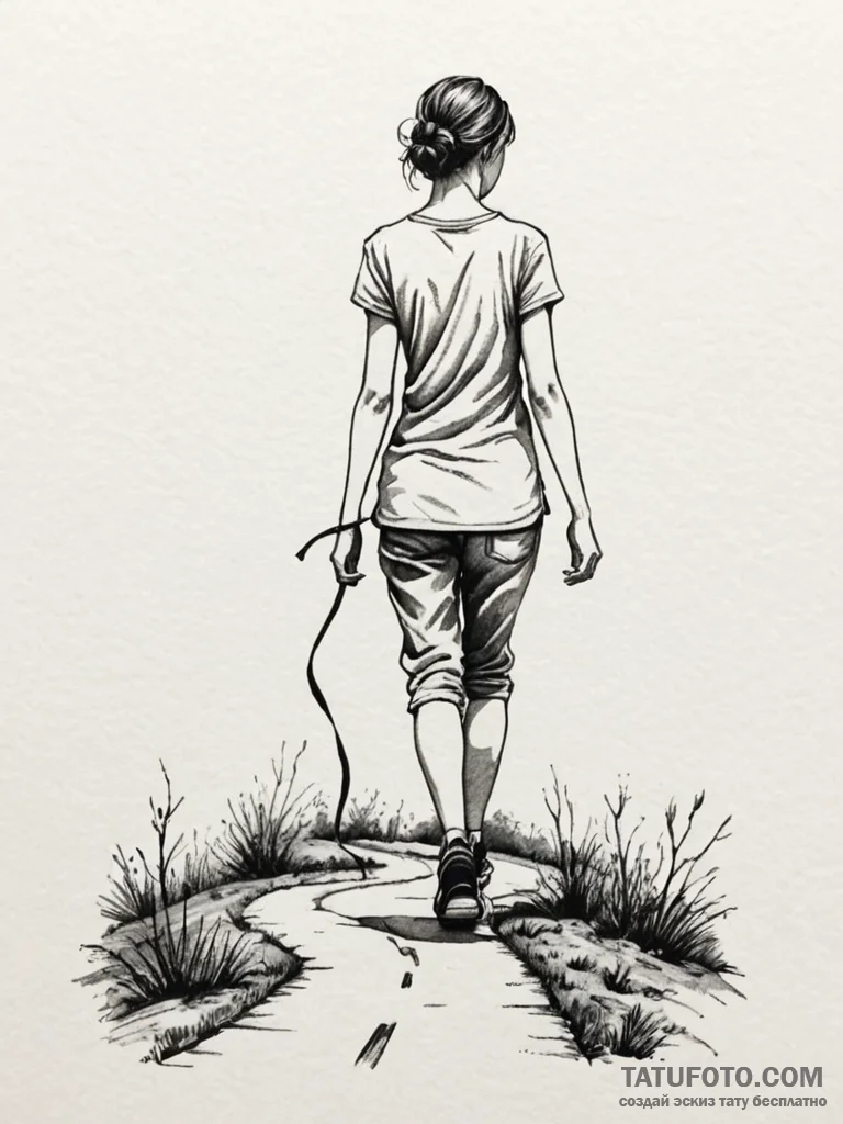 A human silhouette, taking the first step on… — эскиз тату (№1752128563_0, 10.07.2025 06:22) — Tatufoto.com