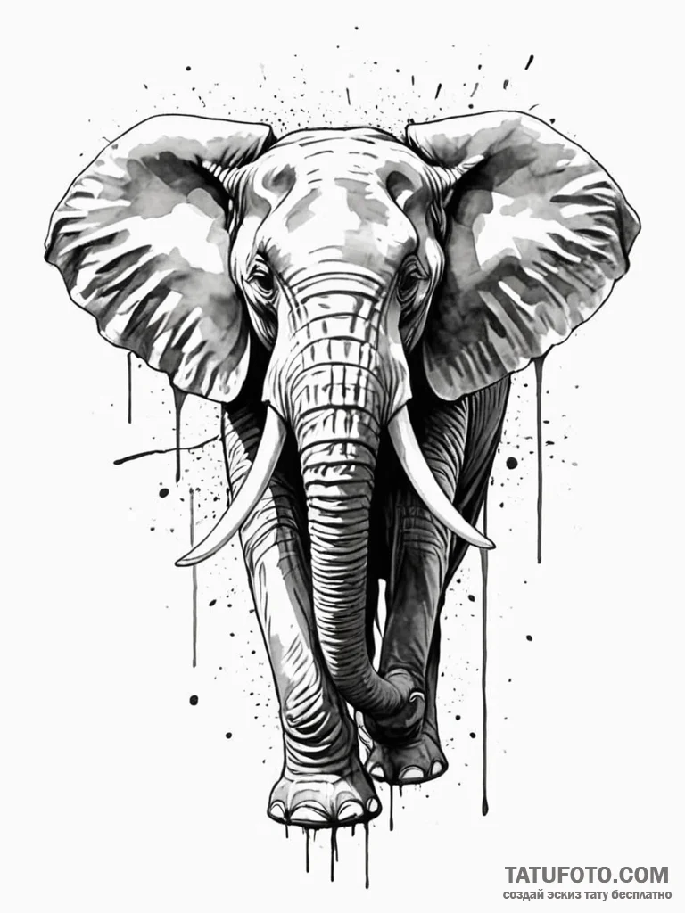 A powerful, but gentle elephant, a symbol of... - эскиз тату (№1752129230_0, 10.07.2025 06:33) — Tatufoto.com
