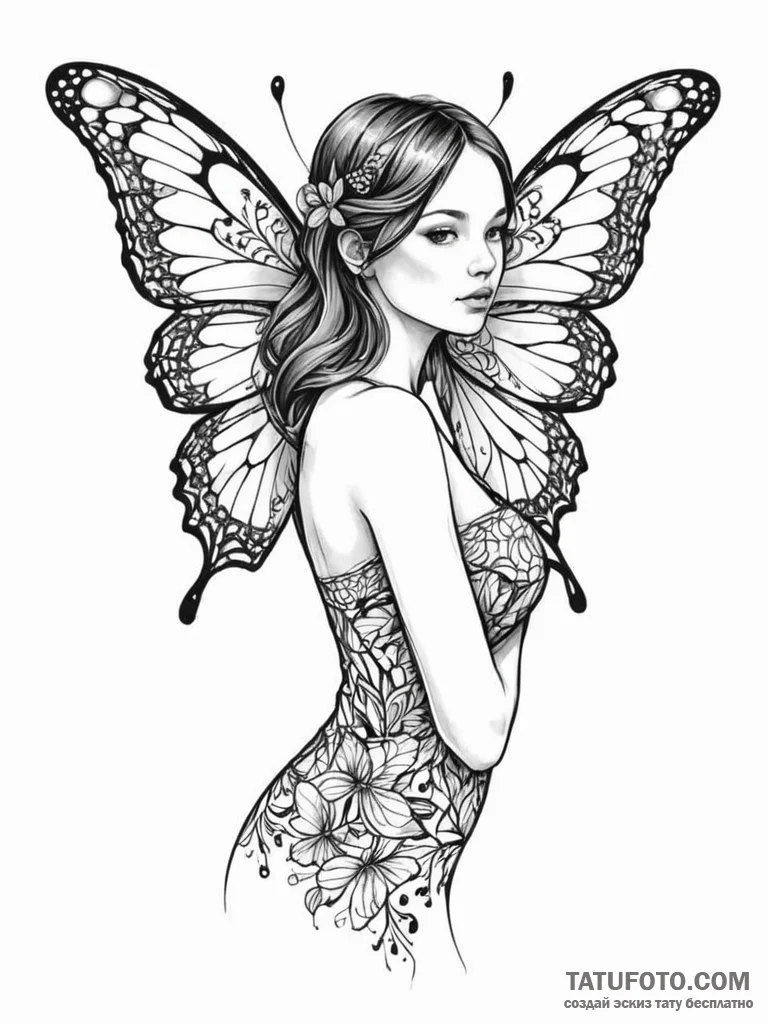 A girl whose body is covered in the patterns... - эскиз тату (№1752129482_0, 10.07.2025 06:38) — Tatufoto.com