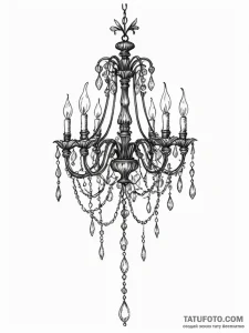 A beautiful, delicate chandelier, hanging fro... - эскиз тату (№1752129908_0, 10.07.2025 06:45) — Tatufoto.com