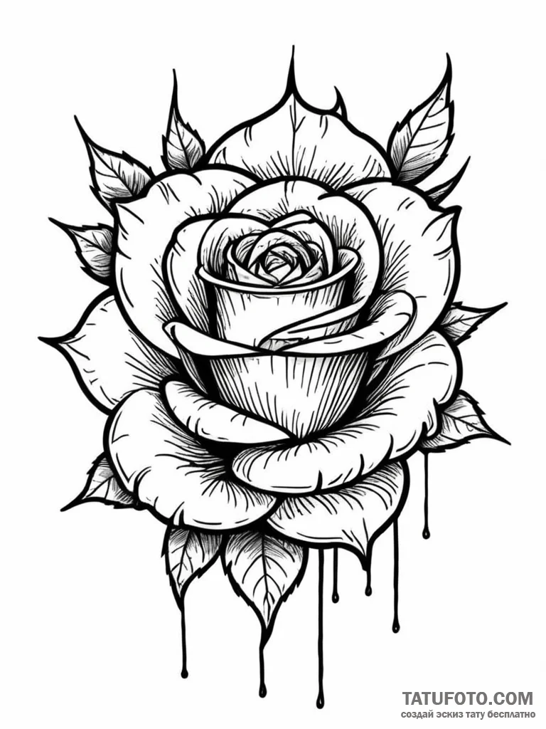 A single, perfect rose, but it is black and i... - эскиз тату (№1752129992_0, 10.07.2025 06:46) — Tatufoto.com