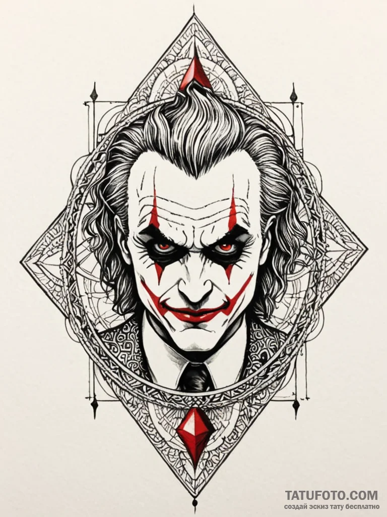 A single, forgotten playing card (the joker),… — эскиз тату (№1752130327_0, 10.07.2025 06:52) — Tatufoto.com