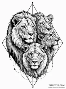 A beautiful, strong pack of lions, the pride... - эскиз тату (№1752130918_0, 10.07.2025 07:01) — Tatufoto.com